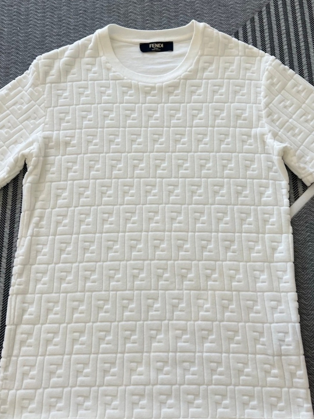 Fendi Kids White Embossed Logo Short Sleeve Top